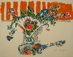 Alois CARIGIET (1902-1985) Blumen Vase & Spiegel Lithograhie