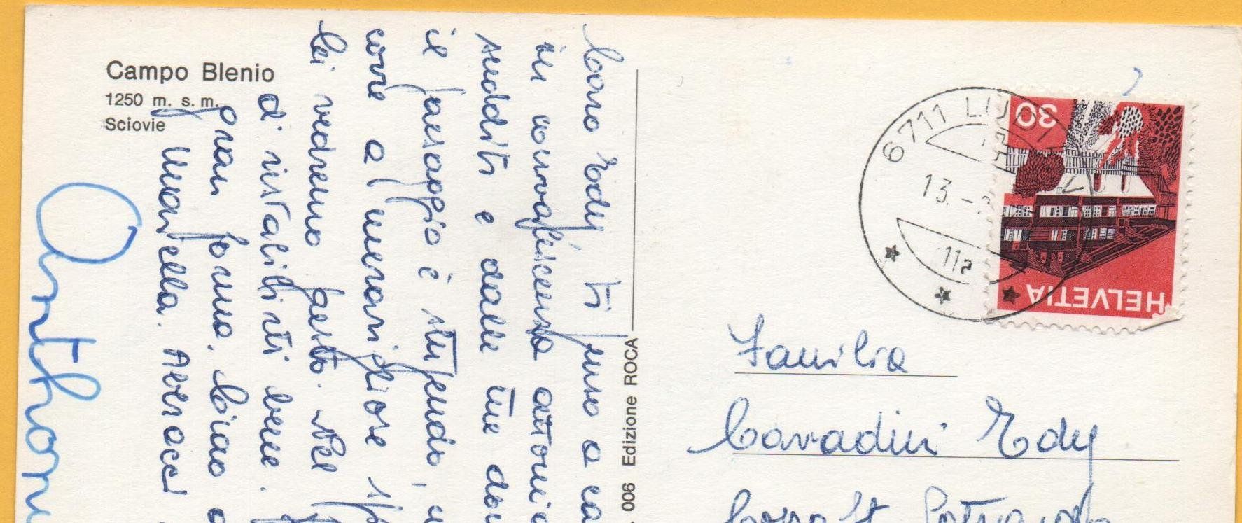 Cartoline postali: 4-Bild-AK CAMPO BLENIO Sciovie, Skilift – Usato da Jona venduto da philajona 1