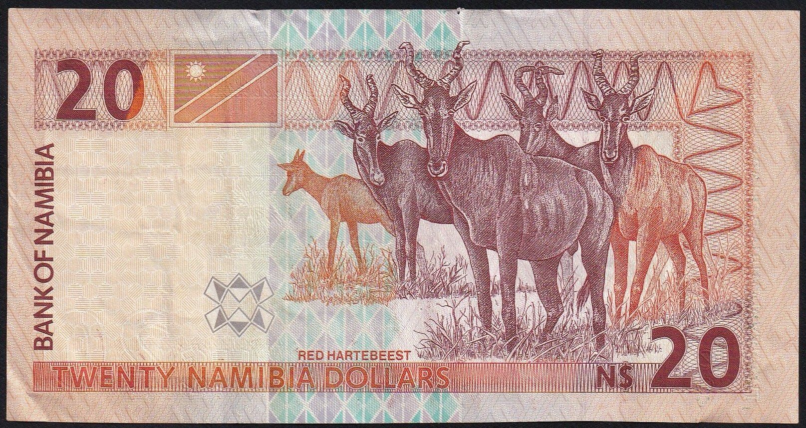 Banconote: Namibia 20 Dollars 2002 – Usato da Brugg AG venduto da banknoten_muesli 1