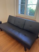 Sofa schwarz Kunstleder ausklappbar guter Zustand