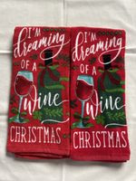 2x Festive Wine Christmas Kitchen Towels, New