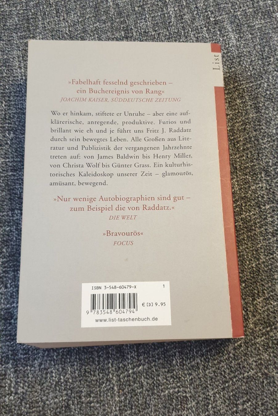 Libri: Fritz J. Raddatz - Unruhestifter - Autobiographie – Usato da Füllinsdorf venduto da Sunnebliemli7 1