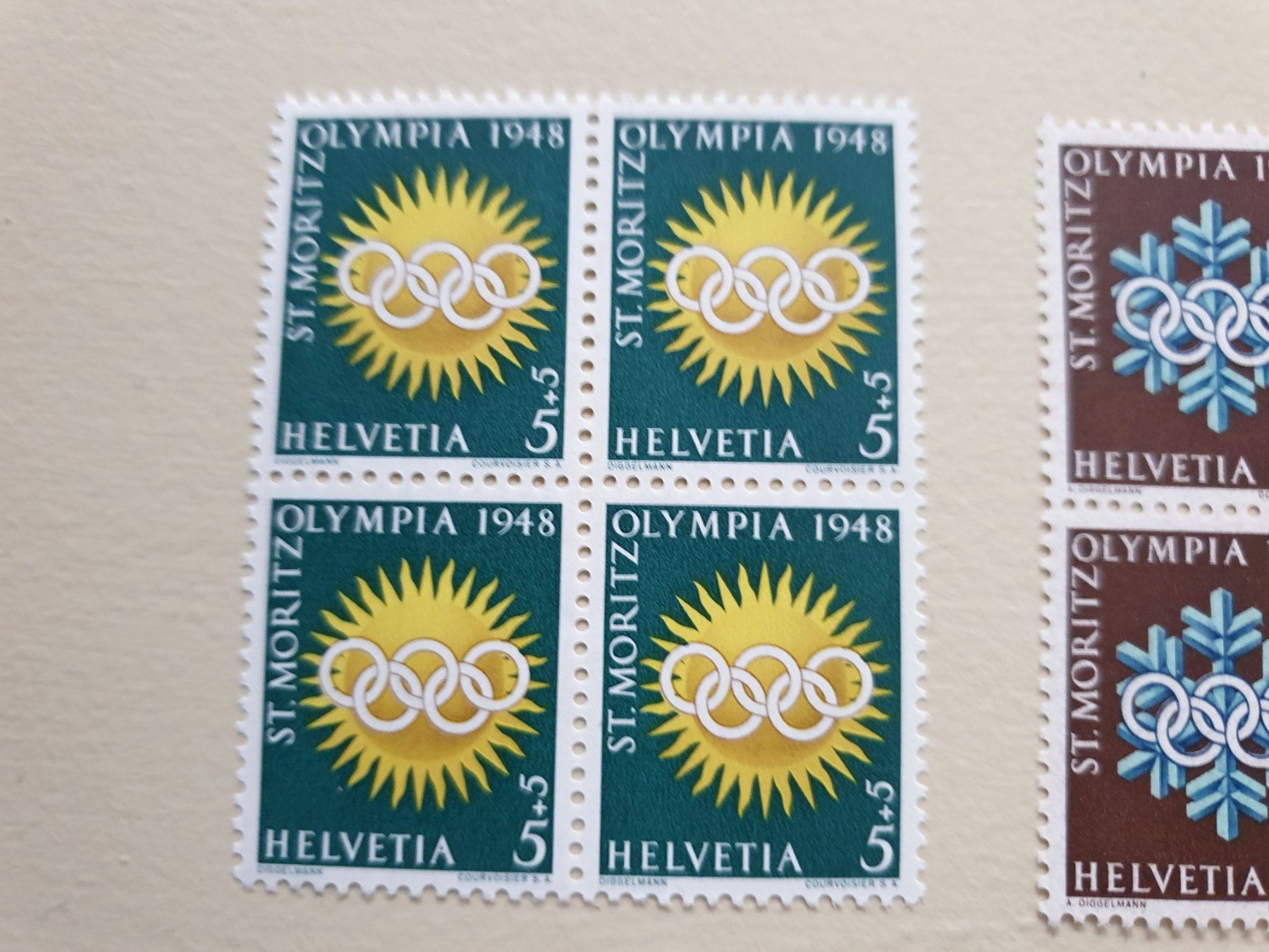 Tutti i francobolli: St.Moritz 4erBlocks Olympia 1948 St. Moritz top postfrisch – Nuovo (secondo la descrizione) da Frauenfeld venduto da Kasico 1