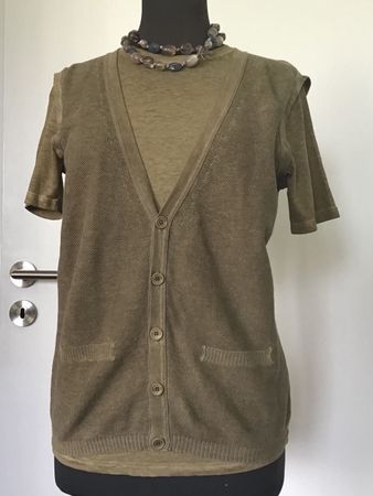 BENETTON Kurzarm Shirt Oberteil - Leinen/Baumwolle