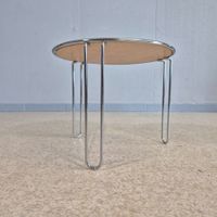 Bauhaus Style Coffee Table Chrom Holz Tisch Beistelltisch