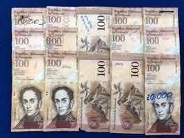 Venezuela - 14 x 100 Bolivares - mit AUFSCHRIFT
