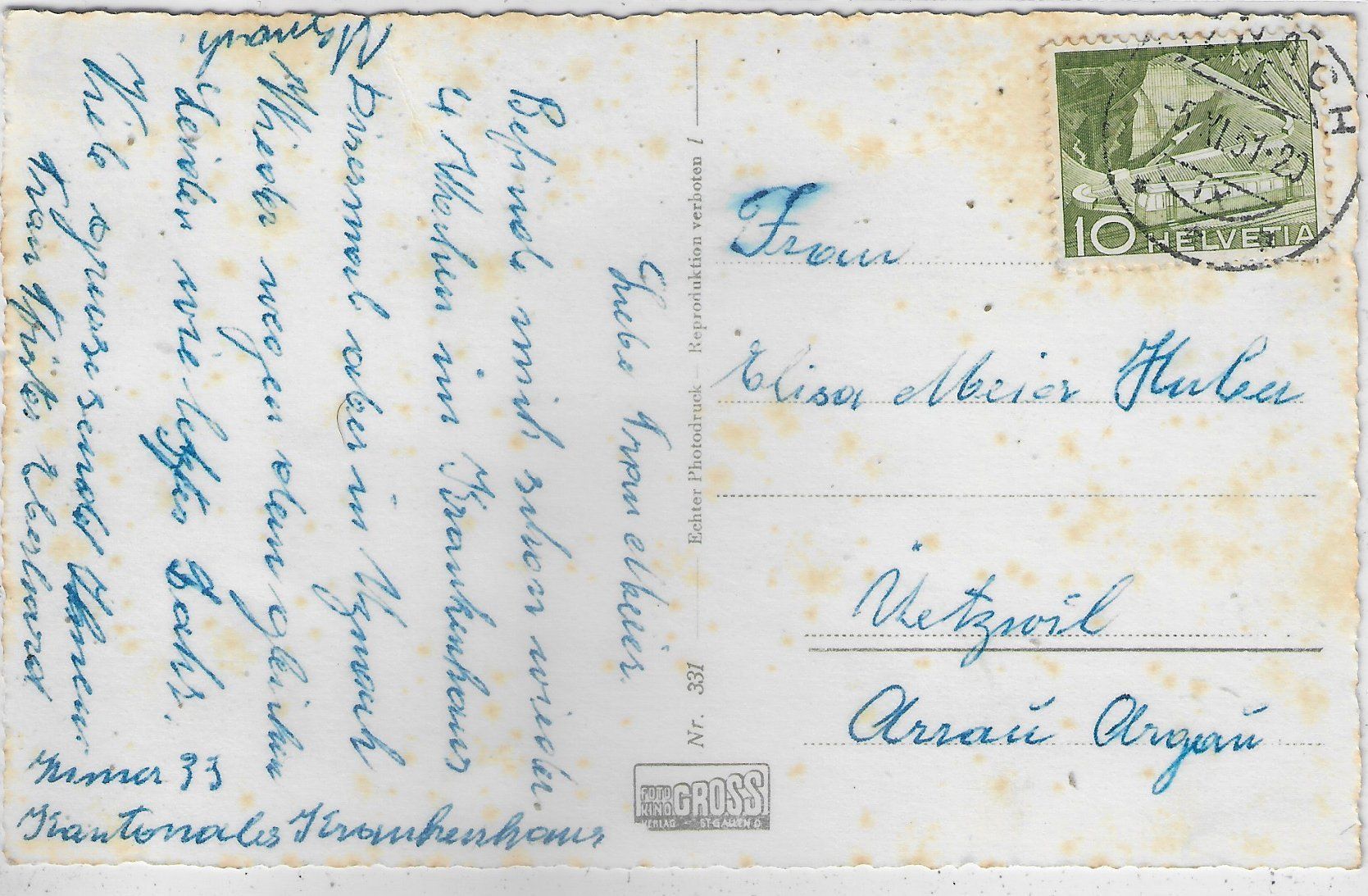 Cartoline postali: Uznach - Kant. Krankenhaus – Usato da Ettingen venduto da Kartenplanet 1