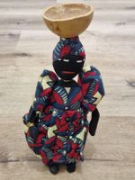 Handgefertigte afrikanische Stoffpuppe mit Kalebasse, 32 cm