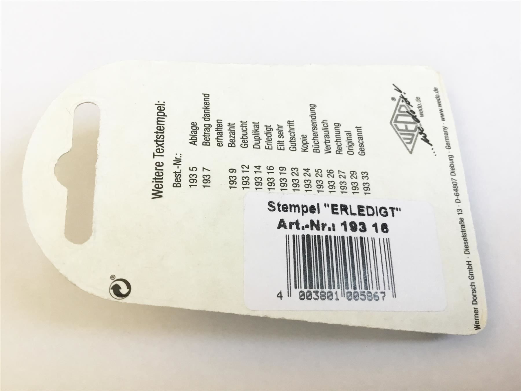 Timbri: Stempel ERLEDIGT, Abdruckbreite 45 mm – Nuovo e nell'imballaggio originale da St. Gallen venduto da cointec 7