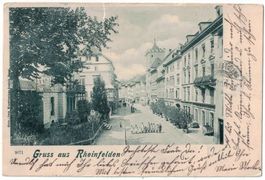 Gruss aus Rheinfelden, Kindergruppe auf der Strasse um 1900
