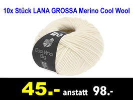 🔴  Wolle 10x Stück LANA GROSSA Merino COL. 0601 /452B