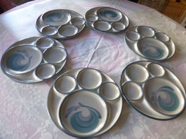 Landert 6 assiettes en céramique pour fondue bourguignonne