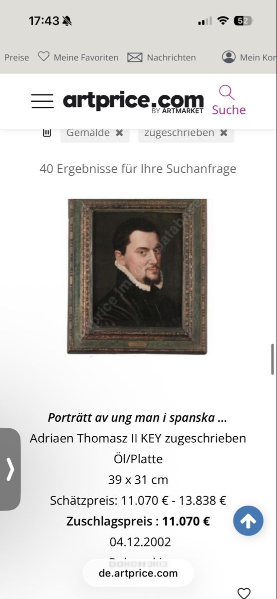 Gemälde: Museales Porträt 16.jh. – Gebraucht aus Emmenbrücke von Antikvogel 5