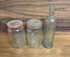 3er Set Antike Einmachgläser/Flasche, Vintage, Glas, Deko