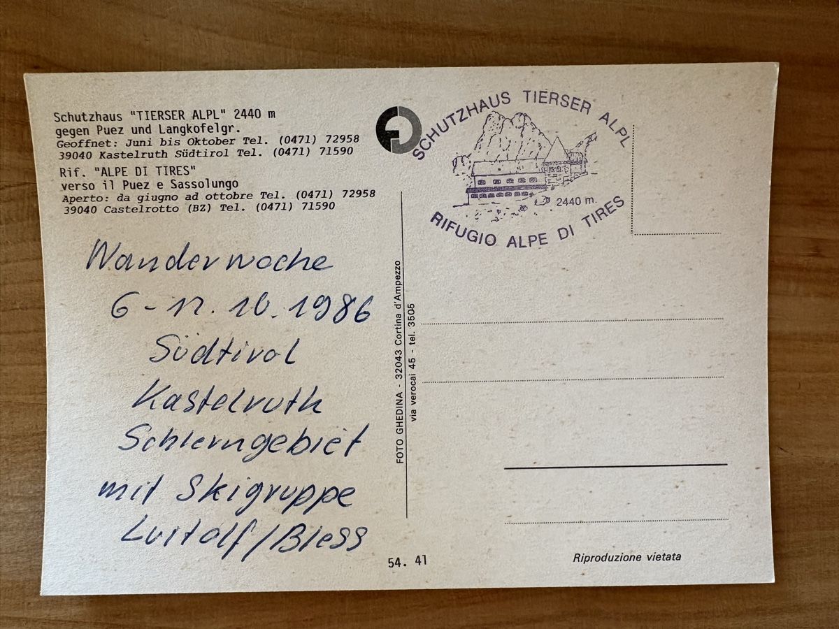 Cartoline postali: AK von Tierser Alp / Tirol – Usato da Rümlang venduto da Kartenpost1 1