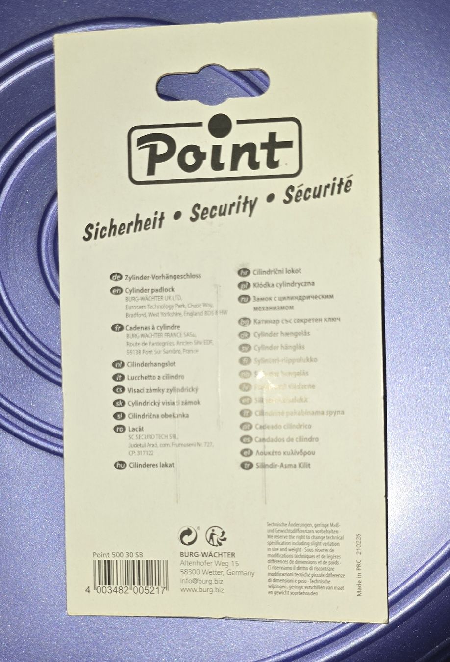 Cadenas: NEU Point Zylinder-Vorhängeschloss – Neuf avec emballage d'origine à Seuzach par K_N 1