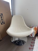 Drehstuhl Leder weiss Metallfuss