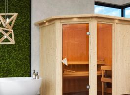 Sauna Fiona 2 Systemsauna, Eckeinstieg - Gratis Versand