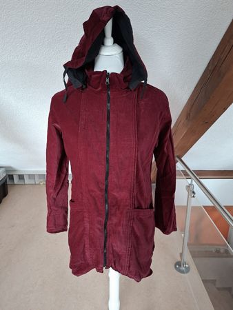 Rarer Samt-Cardigan mit Zipfelkapuze Gr. M/L Bordeauxrot 