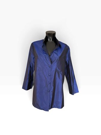 Damen Bluse Fuernkranz 100% Seide blau Grösse 36