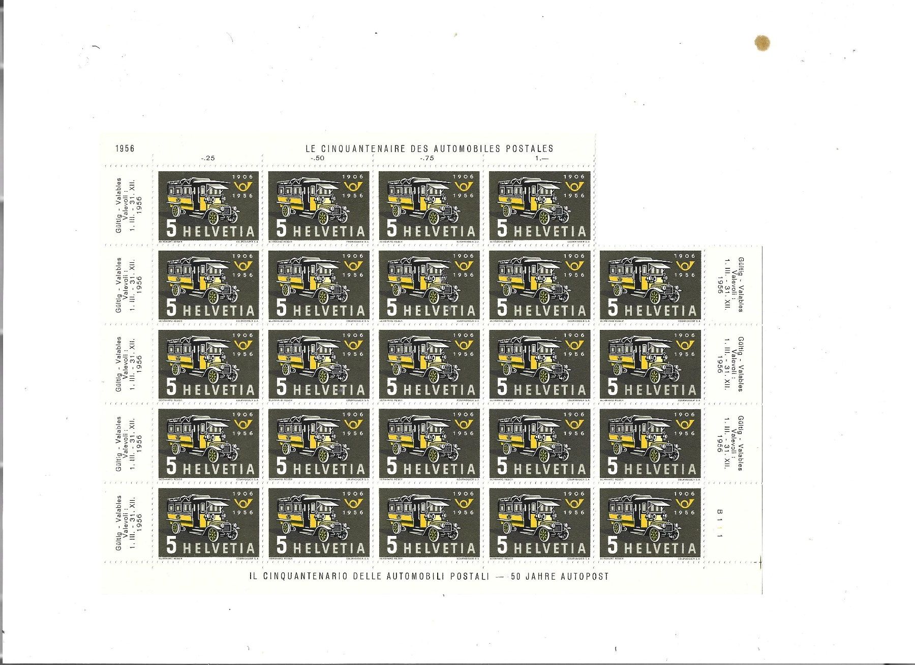 Tutti i francobolli: feuille entiére, ** – Usato da Delemont venduto da toutdubon11