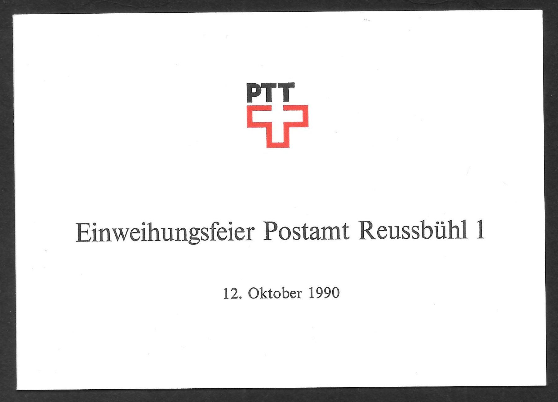 Alle Briefmarken: Folder Einweihungsfeier Postamt Reussbühl 1 12.10.1990 – Neu (gemäss Beschreibung) aus Olten von clotaldi