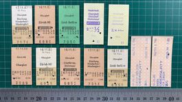 Oberglatt, 12 entwertete Bahn Billette SBB, 1983