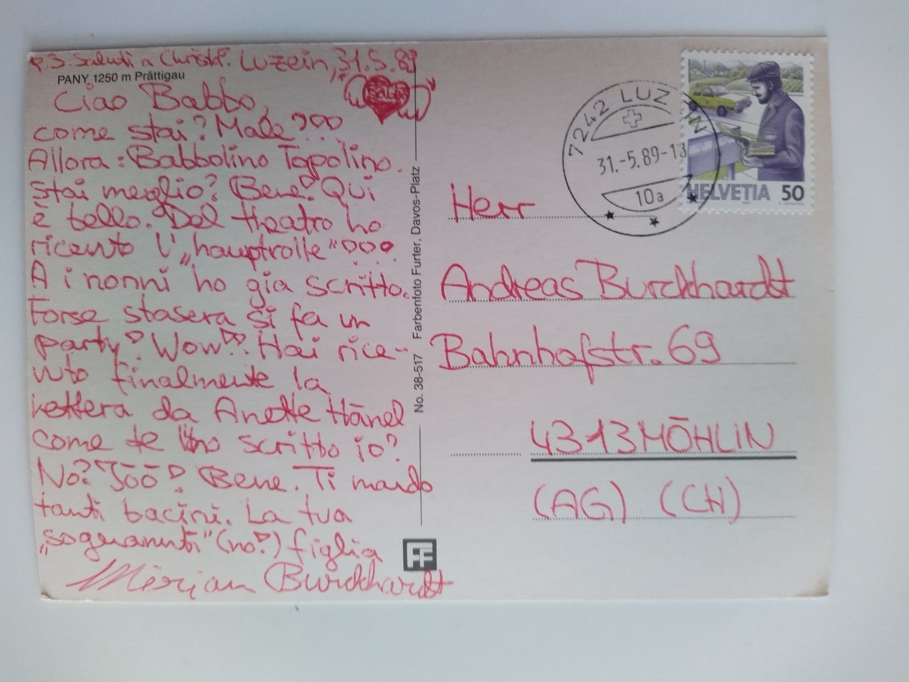 Cartoline postali: Ältere Ansichtskarte Pany Prättigau, dat. 1989 – Usato da Ohmstal venduto da Lebensfreude05 1
