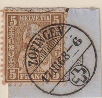 Sitzende Helvetia  5Rp. V-O+++ZOFINGEN+++