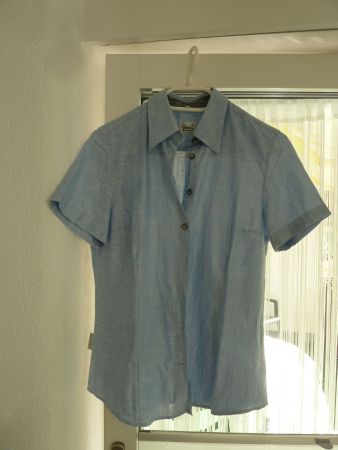 Damen Bluse Edelweiss hellblau Gr.36 Leinen-Baumwolle