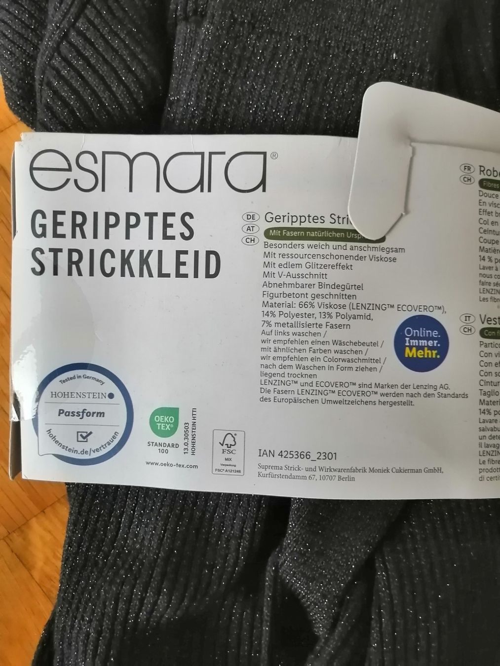 Vestiti: esmara geripptes Strickkleid Damen Gr. S mit Glitzereffekt – Nuovo e nell'imballaggio originale da Uster venduto da zebralino 5