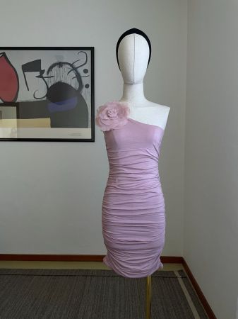 Topshop Vestito monospalla con rosa, XS/S