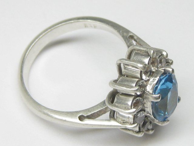 Ringe: Vintage Ring Silber 835 blauer weisser Topas Gr. 58 – Gebraucht aus Ermatingen von Decovin 5