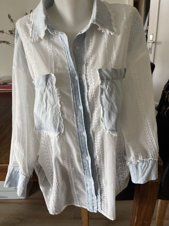 Chemise Marco Di Renzo blanche/bleue.L/XL bon état et chic