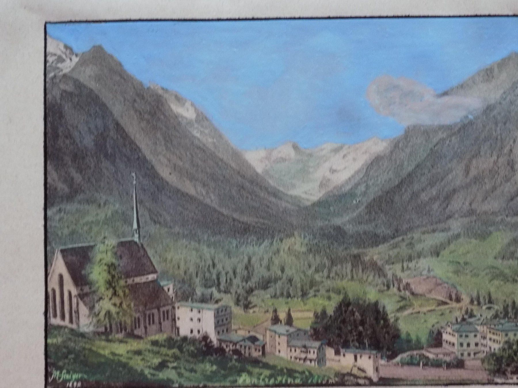 Incisioni: Pontresina im Engadin koloriert – Usato da Risch venduto da Antikfee 3