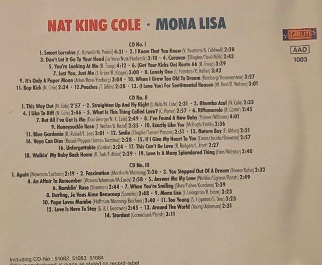 CD: Nat King Cole - Mona Lisa (3 CDs) – Usato da Grüningen venduto da azulgris 1