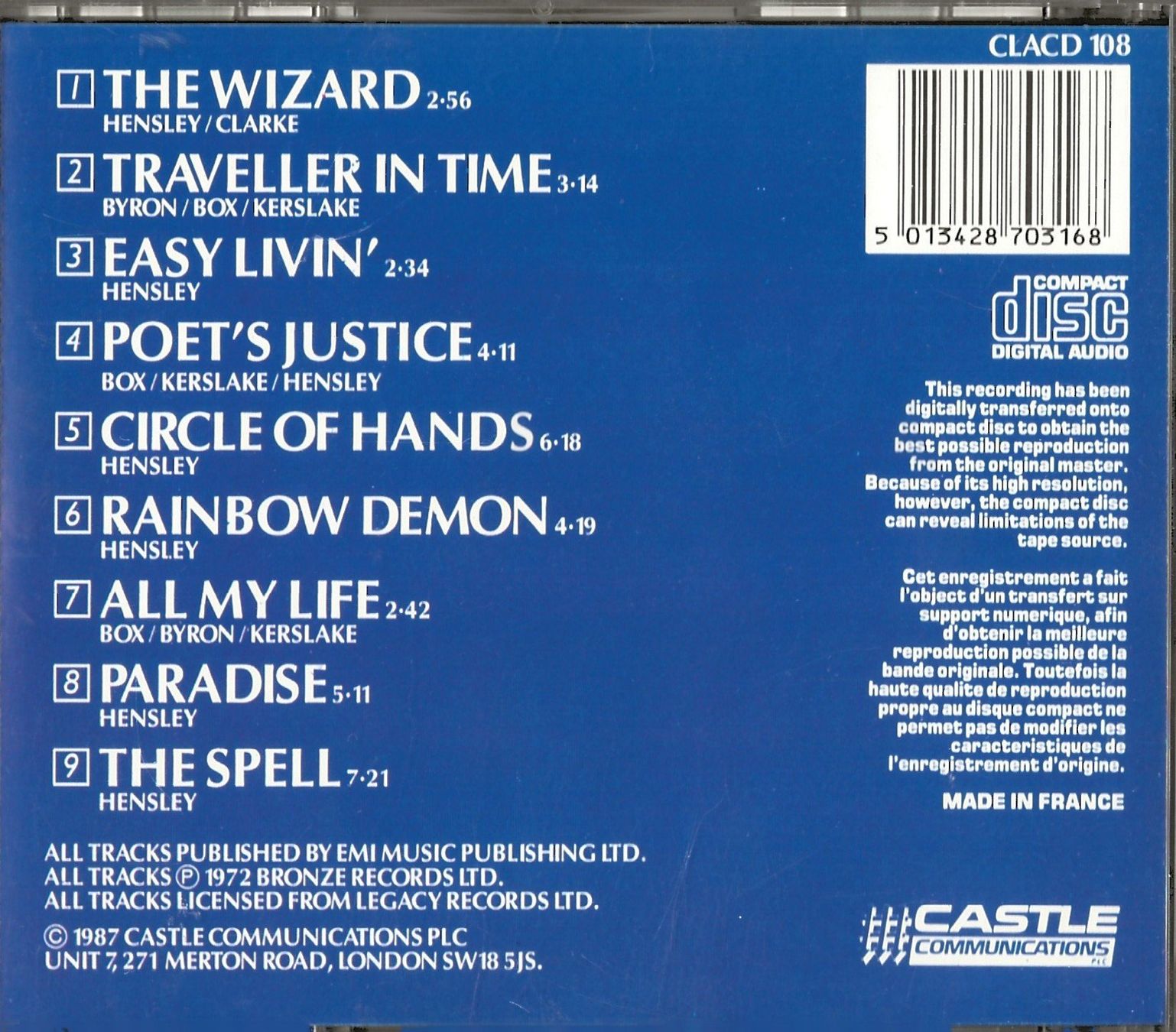 CD: URIAH HEEP -Demons and Wizards- – Usato da Reinach BL venduto da studii100 1