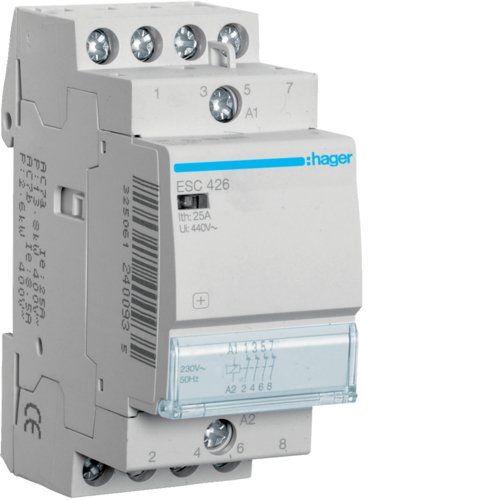 Hager Schalter: Hager Relais ESC427 25A 2S+2Ö 230V – Neu und originalverpackt aus Villmergen von