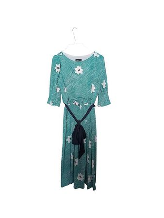 Süsses Vintage-Kleid in Smaragdgrün mit Blumenmuster