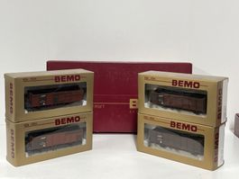 Bemo 7451 100 4er Güterwagenset Hochbord der RhB  H0m