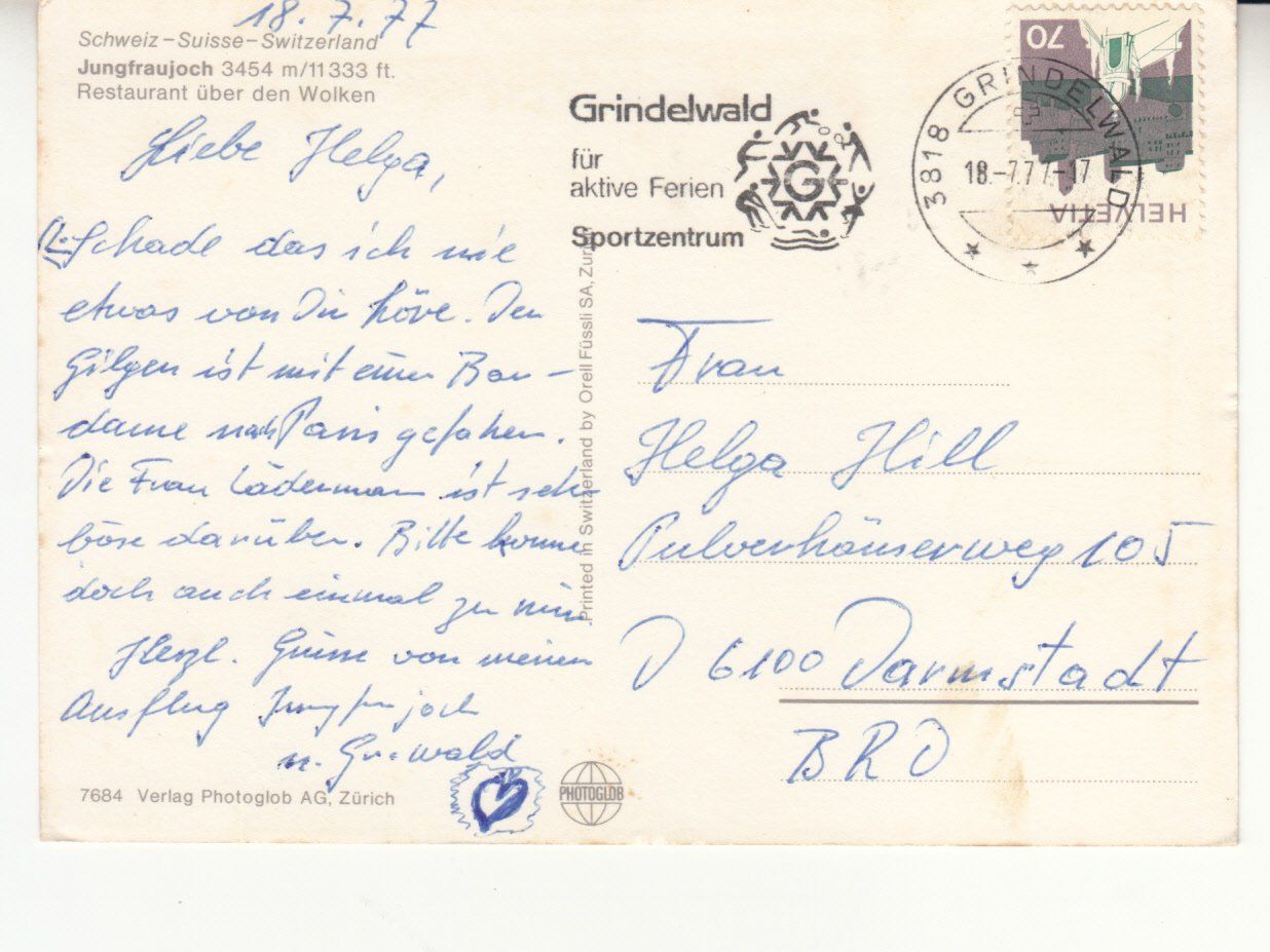 Cartes postales: Jungfraujoch 1977 – D'occasion à Bürglen TG par StampGraf 1