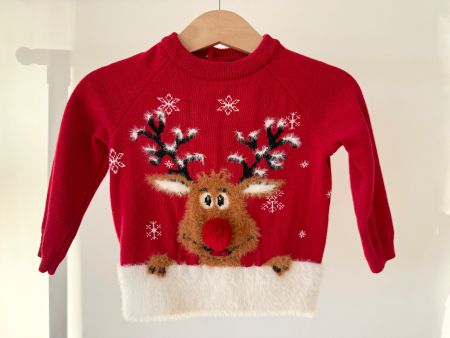 Pull de Noël bébé – Renne Rudolph – Taille 68 / 6 mois