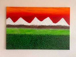 Abstraktes Landschaftsgemälde auf Leinwand 100 x 150 cm