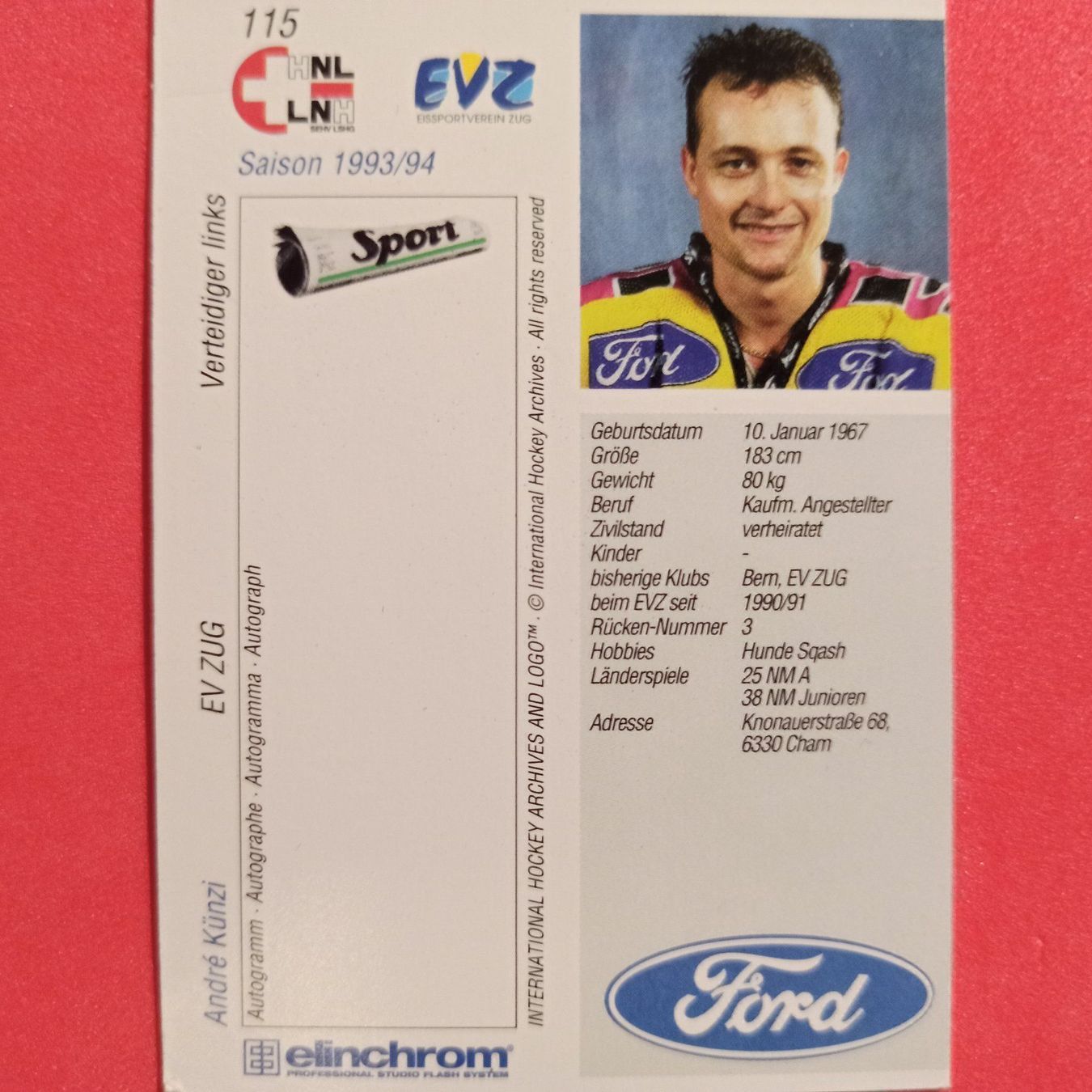 Carte collezionabili: Andrè Künzli - EVZ - 1993/94 – Usato da Dübendorf venduto da kb86_MOVIE 1