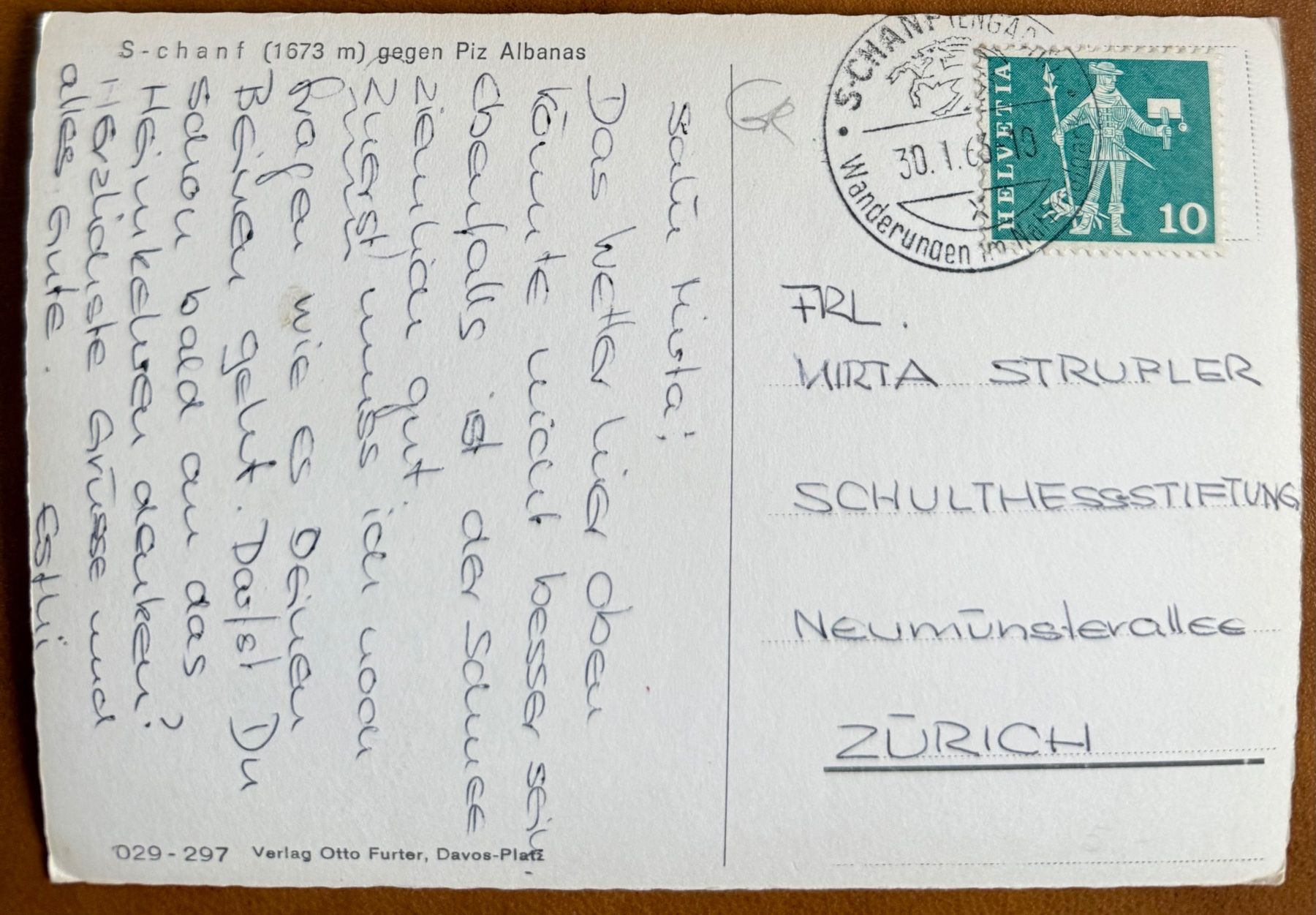 Cartoline postali: S - SCHANF - Piz Albanas 1963 – Usato da Lutry venduto da Ediego 1