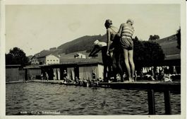 8672 GAIS Schwimmbad AP gel. 1935!