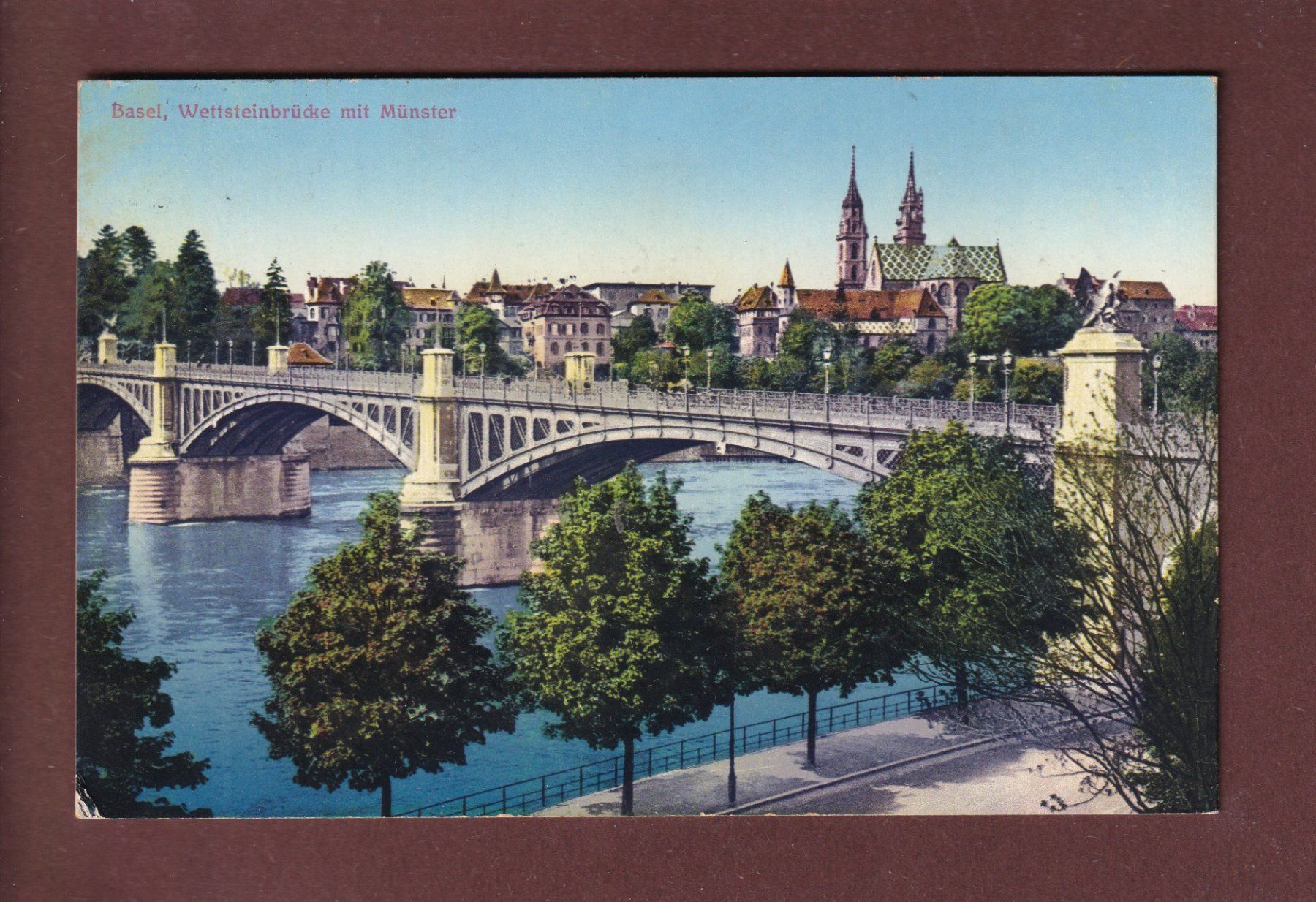 Cartoline postali: BASEL - Wettsteinbrücke - 1913 – Usato da Pully venduto da nicecards