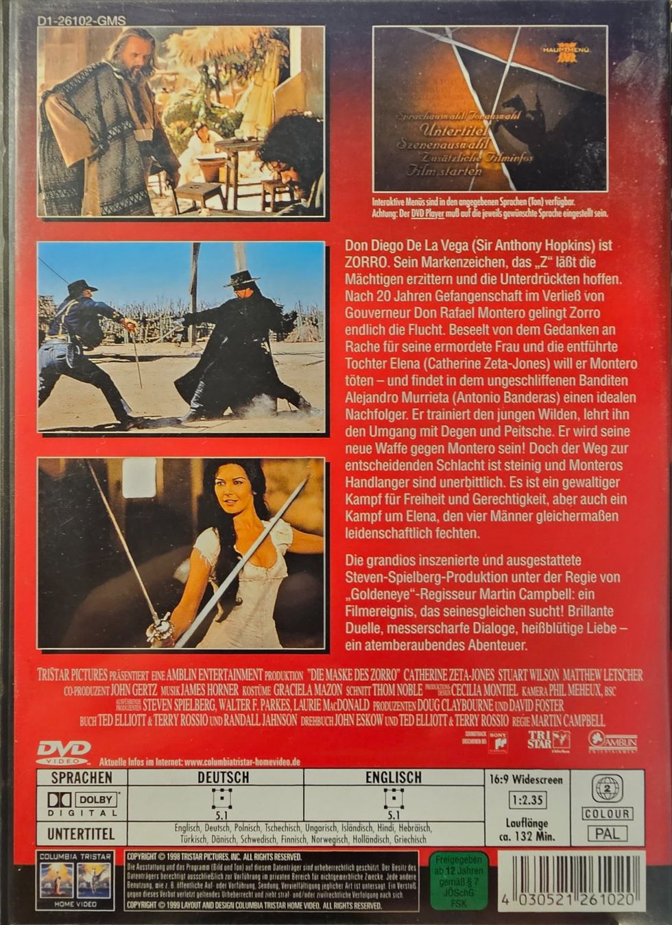 Alle DVDs: Die Maske des Zorro – Gebraucht aus Wahlen b. Laufen von Cg10 1