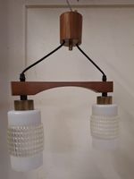Vintage Hängelampe,Teakholz-Balken, 2 Gläser .Dänisch Styl