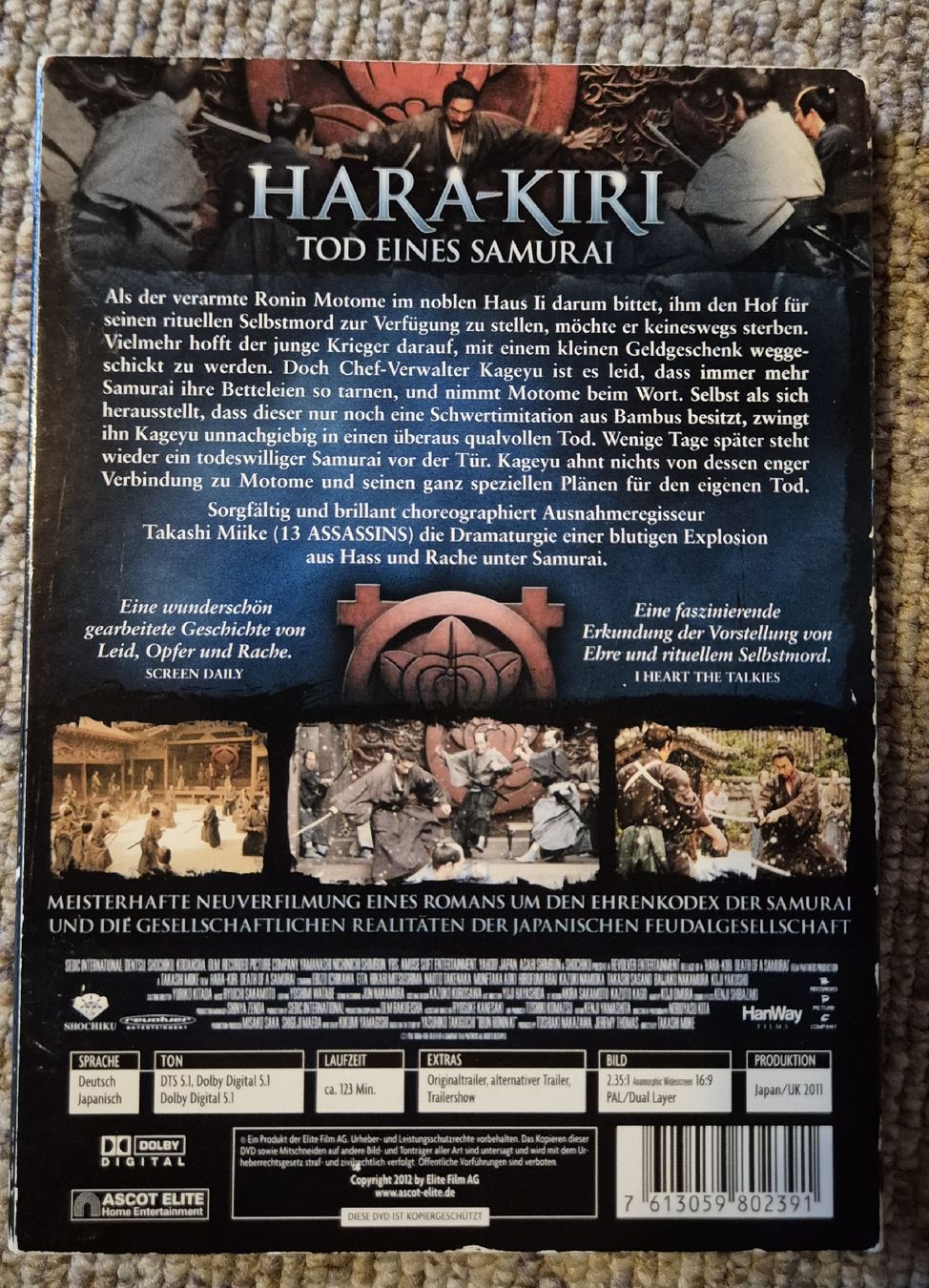 Tutti i DVDs: Hara-Kiri - Tod eines Samurai DVD, Top Zustand – Usato da Grosshöchstetten venduto da Fanky33 1